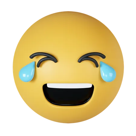3 D Lachen Emoticon Mit Freudentranen Frohliches Cartoon Emoticon Emoji Gesicht Lacht Und Weint Symbol Isoliert Auf Grauem Hintergrund 3 D Darstellung Beschneidungspfad 3D Icon