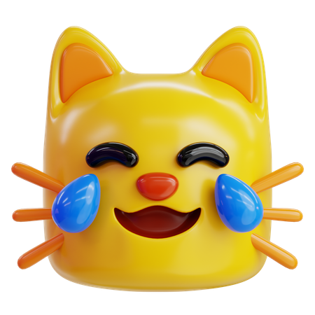 Lachende Katze Tränen Emoji  3D Icon
