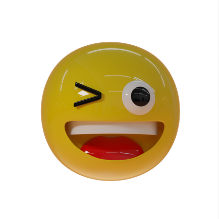 Lachender Emoji mit Zwinkern  3D Icon