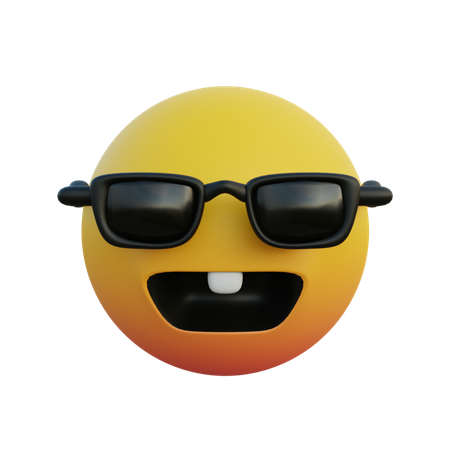 Lachender Emoticon mit Sonnenbrille und Hasenzähnen  3D Emoji