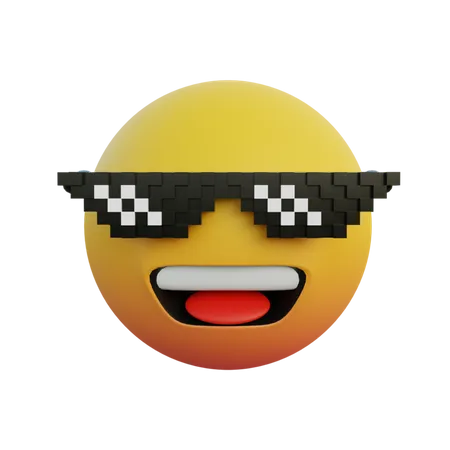 Lachendes Gesicht Emoticon trägt wie ein Boss Brille  3D Emoji