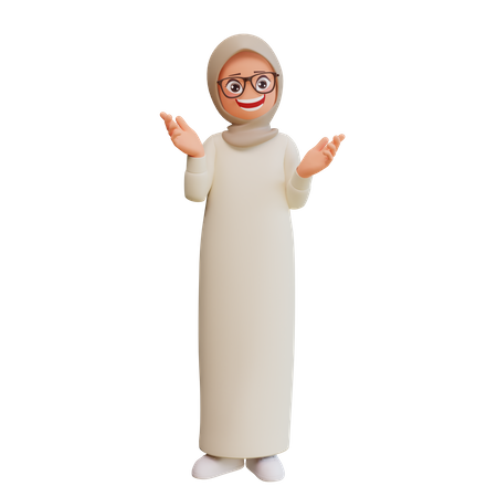 Lachendes muslimisches Mädchen  3D Illustration