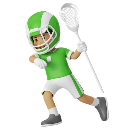 Lacrosse Boy Checking Body  3D Illustration