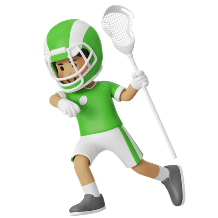 Lacrosse Boy Checking Body  3D Illustration