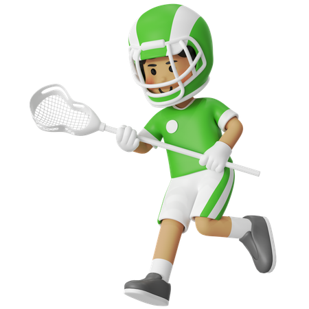 Lacrosse Boy Cradling  3D Illustration