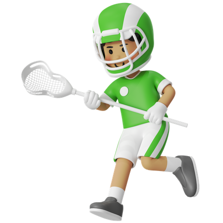 Lacrosse Boy Cradling  3D Illustration