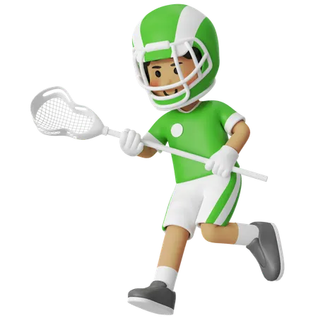 Lacrosse Boy Cradling  3D Illustration
