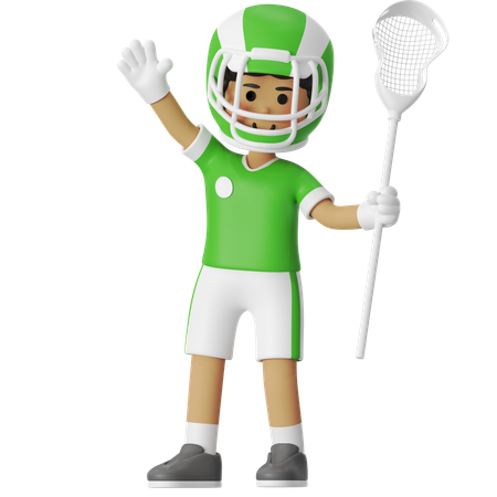 Lacrosse Boy Doing Hands Up  3D Illustration