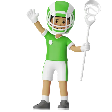 Lacrosse Boy Doing Hands Up  3D Illustration