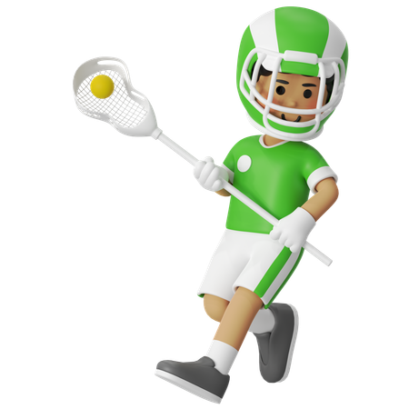 Lacrosse Boy Doing Quick Stick  3D Illustration