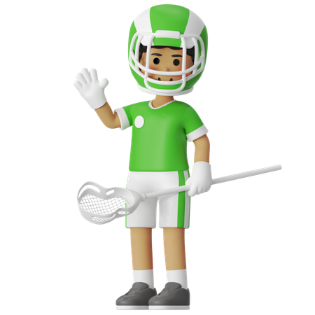 Lacrosse Boy Giving Greeting  3D Illustration