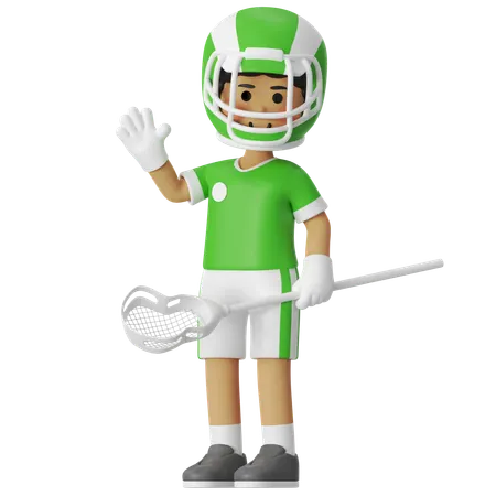 Lacrosse Boy Giving Greeting  3D Illustration