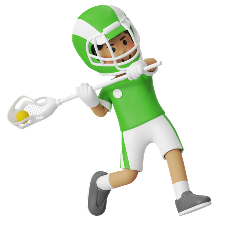 Lacrosse Boy Passing Ball  3D Illustration