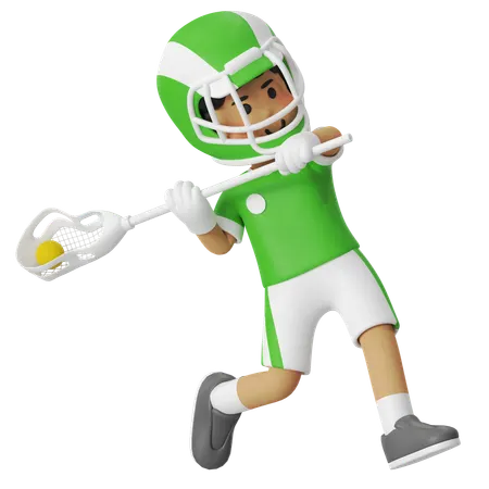 Lacrosse Boy Passing Ball  3D Illustration