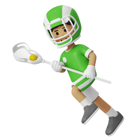 Lacrosse Boy Running With Ball  3D Illustration
