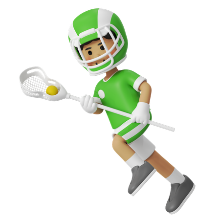 Lacrosse Boy Running With Ball  3D Illustration