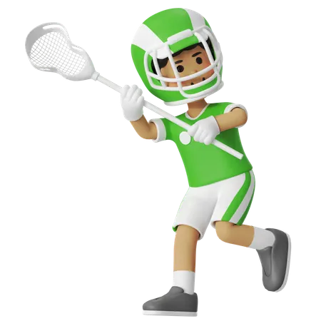 Lacrosse Boy With Overhead  3D Illustration