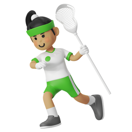 Lacrosse Girl Checking Body  3D Illustration