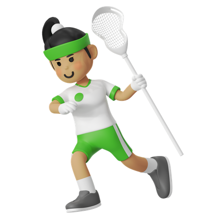 Lacrosse Girl Checking Body  3D Illustration