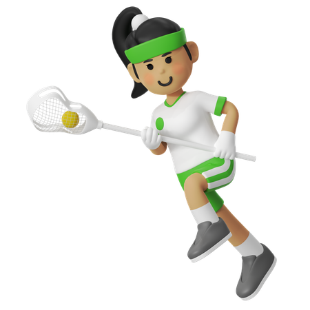 Lacrosse Girl Cradling  3D Illustration