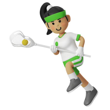 Lacrosse Girl Cradling  3D Illustration