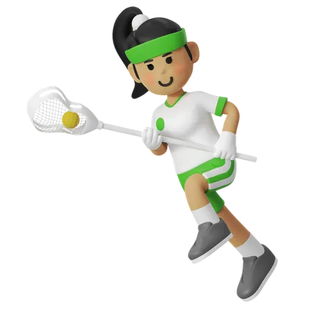 Lacrosse Girl Cradling  3D Illustration