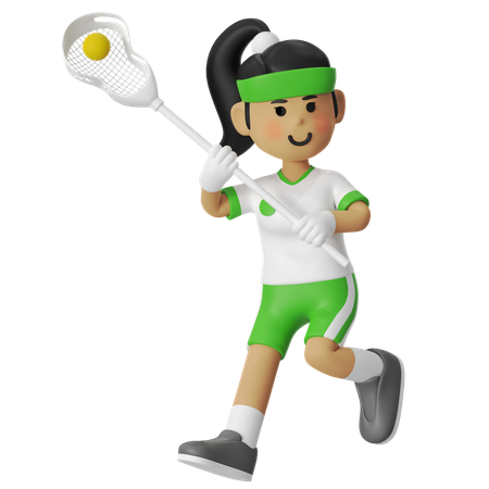 Lacrosse Girl Doing Hands Up  3D Illustration