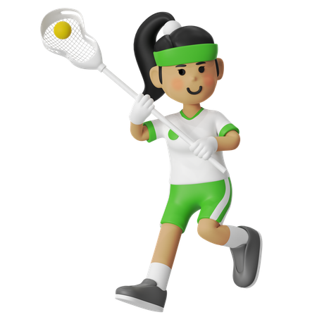 Lacrosse Girl Doing Hands Up  3D Illustration
