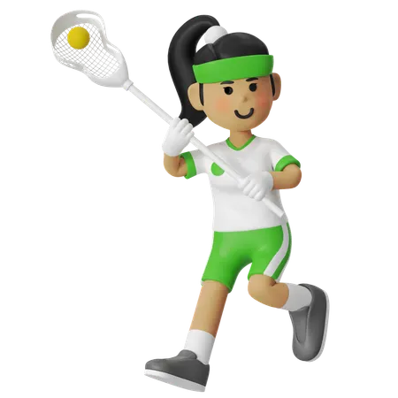 Lacrosse Girl Doing Hands Up  3D Illustration