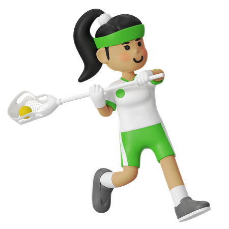 Lacrosse Girl Doing Quick Stick  3D Illustration