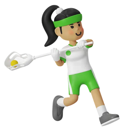 Lacrosse Girl Doing Quick Stick  3D Illustration