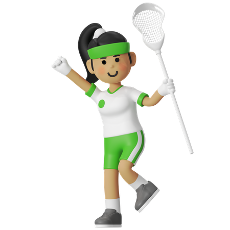 Lacrosse Girl Giving Greeting  3D Illustration
