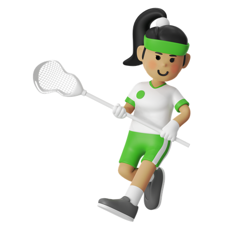 Lacrosse Girl Passing Ball  3D Illustration