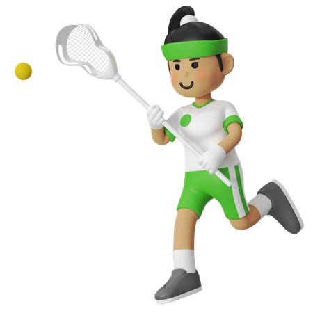 Lacrosse Girl With Overhead  3D Illustration