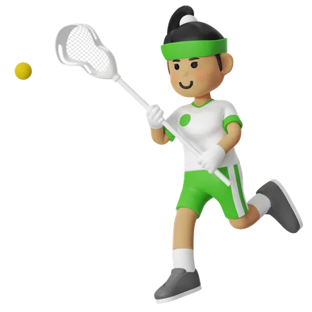Lacrosse Girl With Overhead  3D Illustration