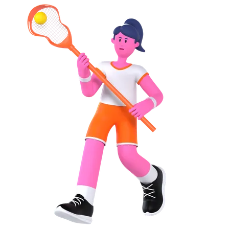 Lacrosse Player  3D Illustration