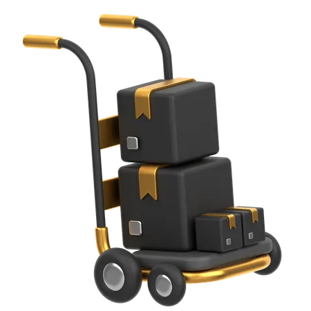 3 D Icon Of A Trolley Carrying Boxes 3D Icon