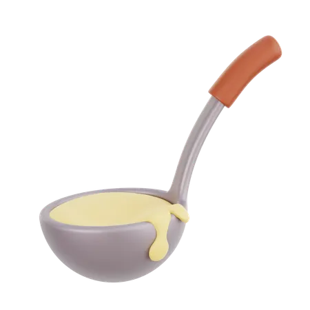 Ladle with Soup  3D Illustration