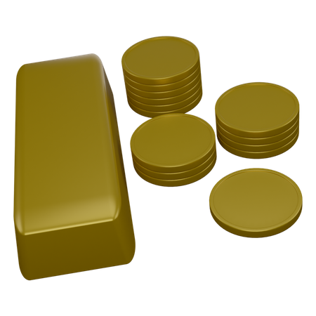 Ladrillos y monedas de oro  3D Icon