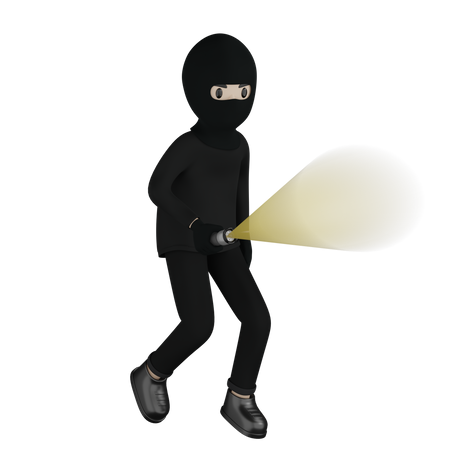 Ladrón sosteniendo antorcha  3D Illustration