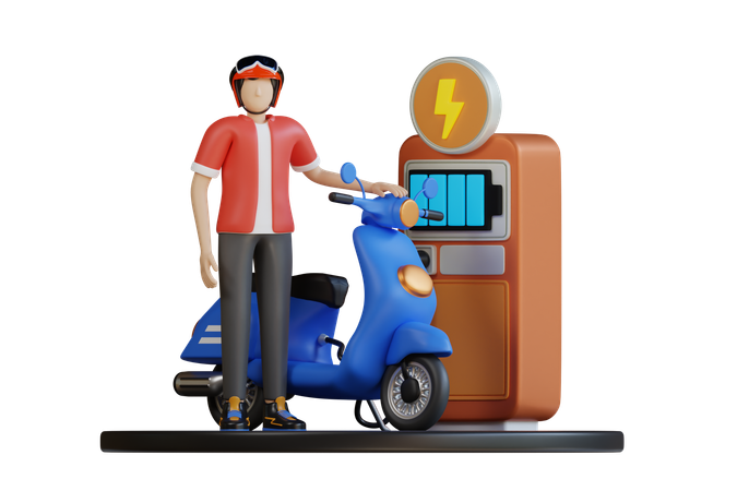 Lädt das Elektromotorrad  3D Icon