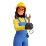 3d lady construction worker illustration