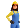 lady construction worker standing 3d illustration