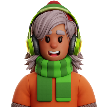 LADY GIRL WITH HEADPHONE  3D Icon