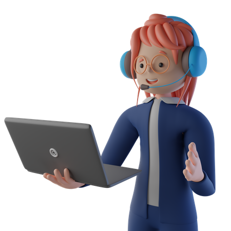 Lady in customer support  3D Illustration