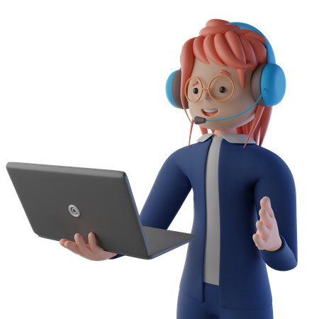 Lady in customer support 3D Illustration