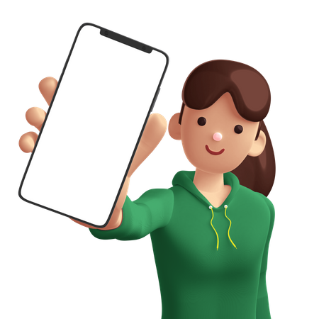 Lady showing empty smartphone  3D Illustration