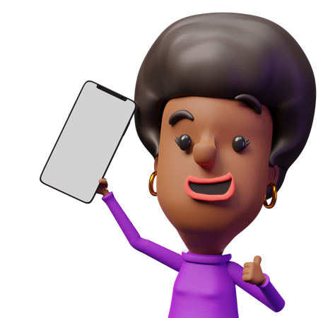 Lady showing mobile screen  3D Illustration