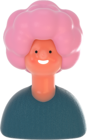 Lady with pink hair curls  3D Icon