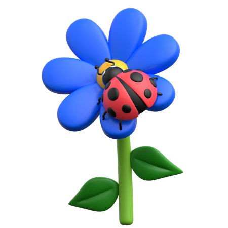 Ladybug On Flower  3D Icon